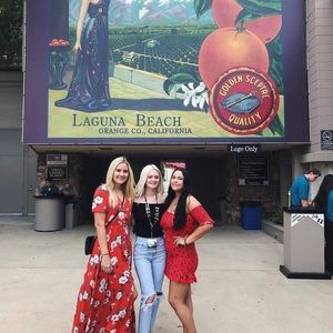 Red floral maxi dress